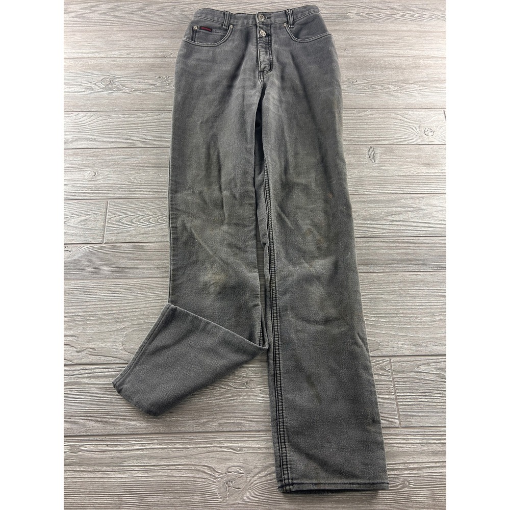 Vintage Lawman Western Jeans Faded Black High Waisted Button Hip Detail 26x31
